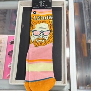 Men's ODD SOX Big Lebowski Socks- Pink and Orange Size 8-12